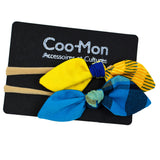 2 Knot Bow Headbands - Blue, Yellow