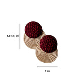 Sisal stud earrings hudurungi, burgundy polka dot - big