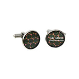 pink and green spirals design stainless steel oval cufflinks