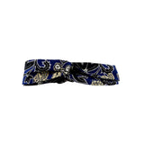 Criss Cross Headband - Navy Blue Floral Recycled Fabric