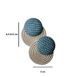 Clous d'oreilles sisal Nyeupe, bleu clair à pois - grands