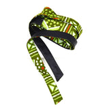 Waist-Defined Wide Wrap Belt, Obi Belt - Green Mud cloth