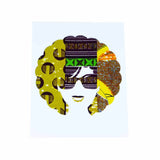 affiche représentant une femme avec des cheveux afro et portant des lunettes