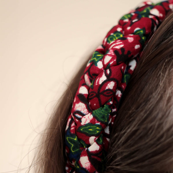 Braided Headband - red and green