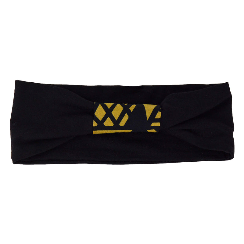 Running headband with removable knot - black