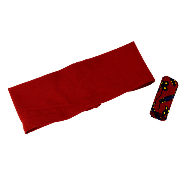 Running headband with removable knot - red