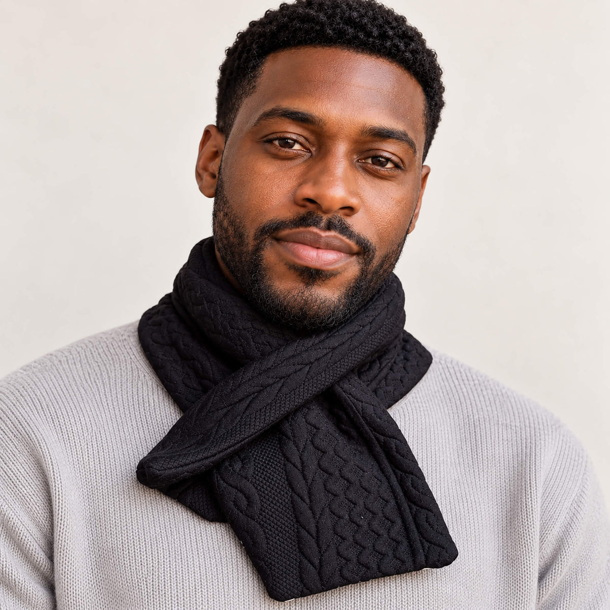 Black Reversible Knit Neck Warmer with Black and White Appliqué – Unisex