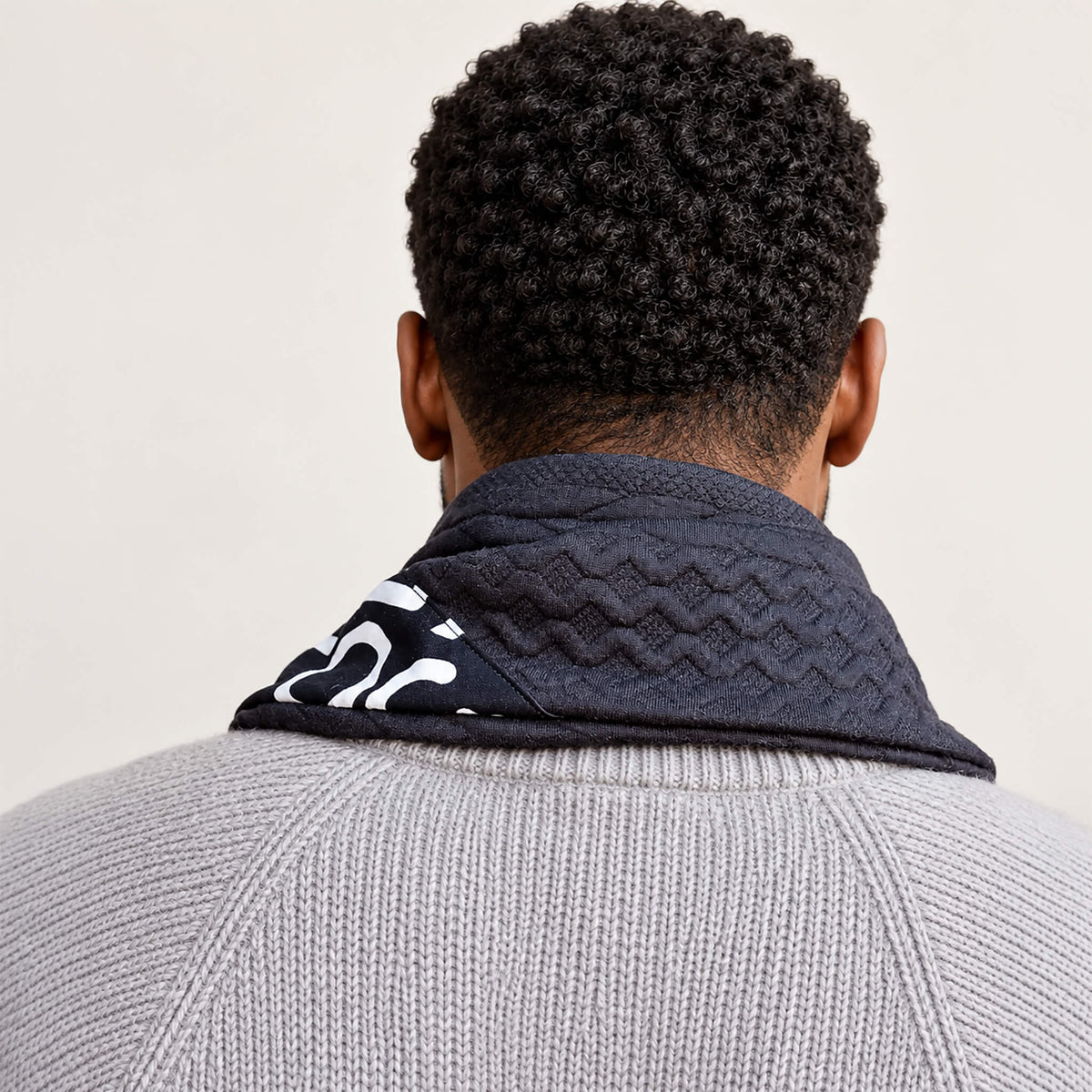 Black Reversible Knit Neck Warmer with Black and White Appliqué – Unisex