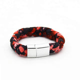 Bracelet tressé rouge et noir – Fermoir métallique