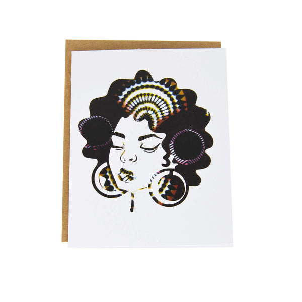 Greeting card - afro woman with earrings