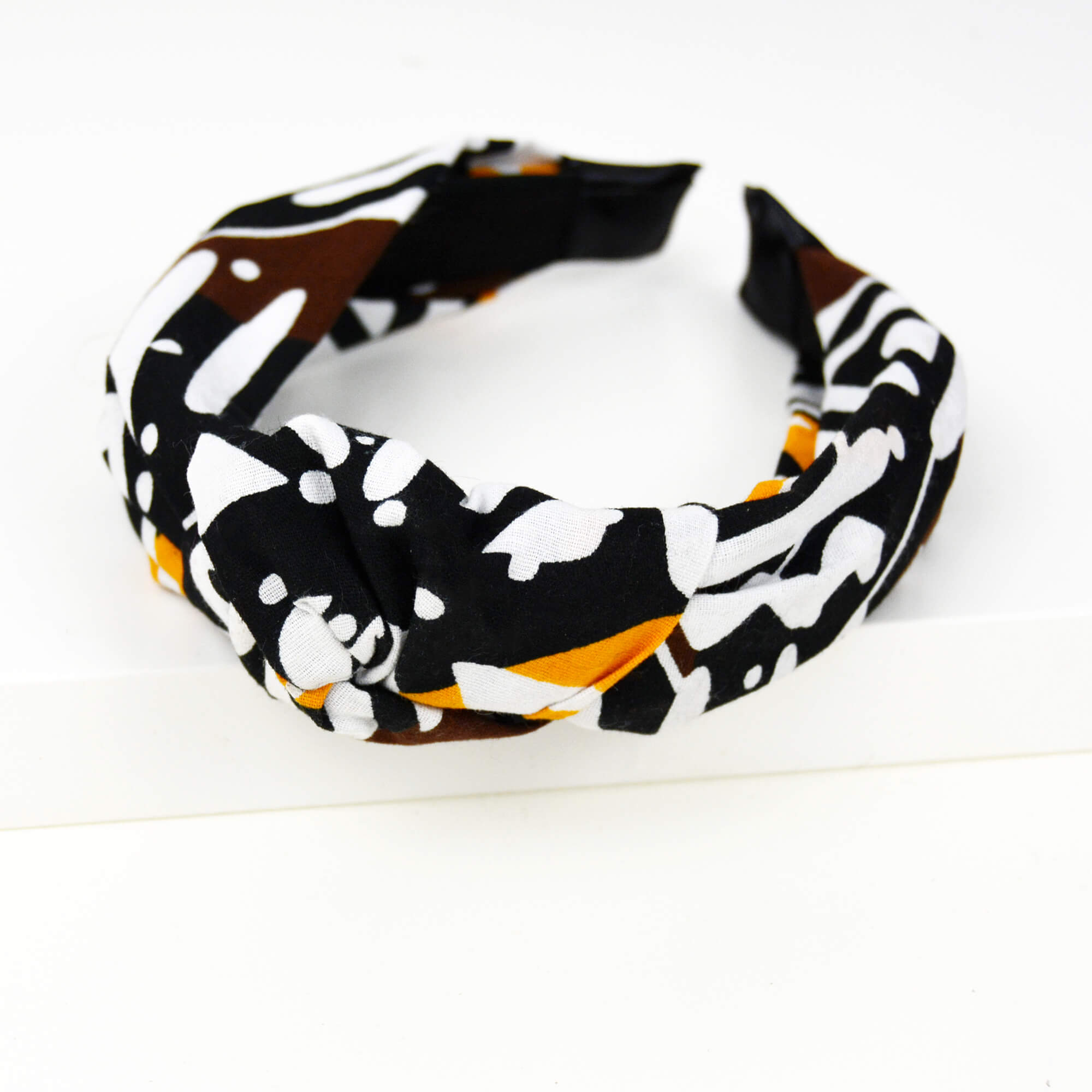 colorful mud cloth knot headband handmade in Canada