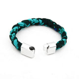 Bracelet tressé vert turquoise et vert foncé – Fermoir métallique