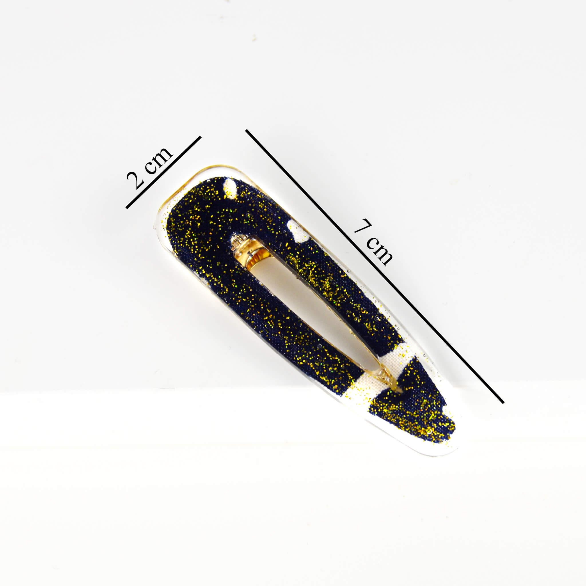 Barrette goutte de larme - bleu marine et blanc