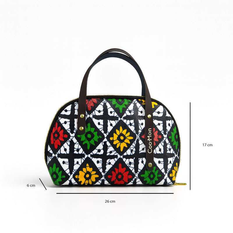Pink Belt Bag with Green Leaves and Yellow Flowers - Chita Fabric