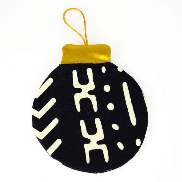 reusable, ecofriendly and washable black and beige christmas tree ball