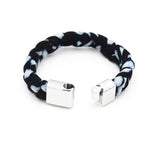 Bracelet tressé bleu marine et bleu clair – Fermoir métallique