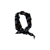 Foulard bandau triangulaire cauris - noir, blanc et orange