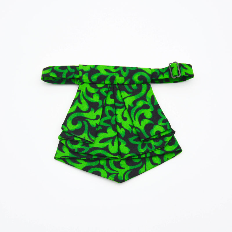 Short Jabot-Style African print Tie – Yellow, Green, Red and Black