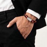 Bracelet tressé rouge et noir – Fermoir métallique