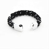 Black and White Polka Dot Braided Bracelet – Metal Clasp