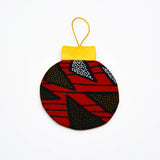 Ornement de Noël plat en tissu recyclé – rouge, noir et doré