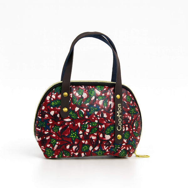 Pink Belt Bag with Green Leaves and Yellow Flowers - Chita Fabric