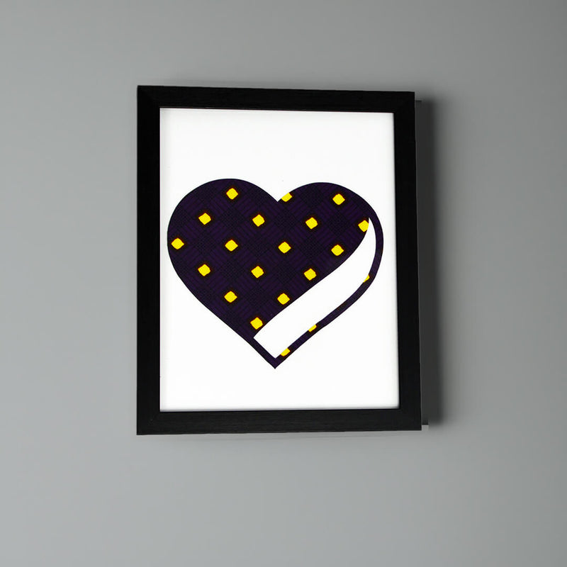 Purple and yellow heart poster