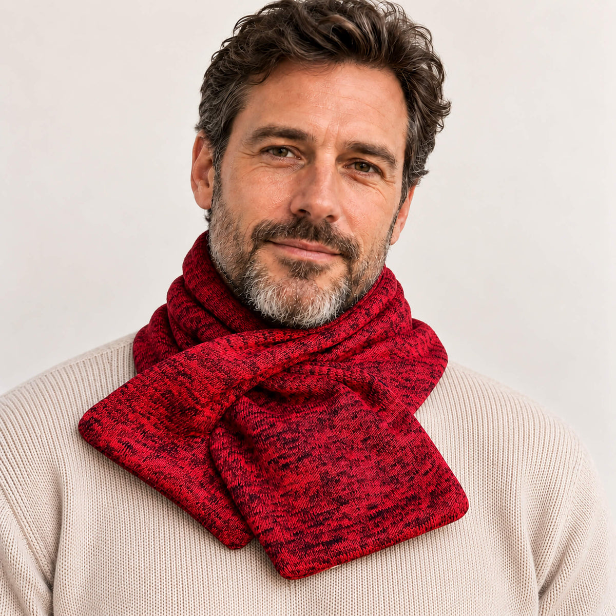 Red Reversible Fleece Knit Neck Warmer with Red and Black Wax Print Appliqué