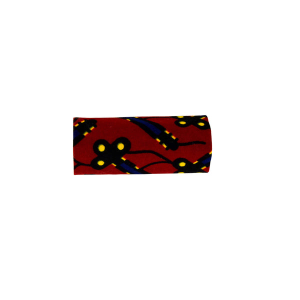 Knot for running headband - red African print