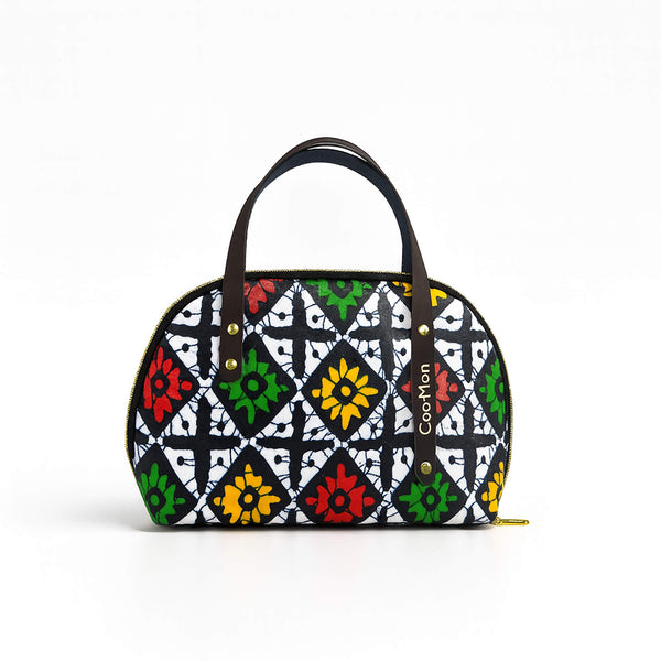 Pink Belt Bag with Green Leaves and Yellow Flowers - Chita Fabric