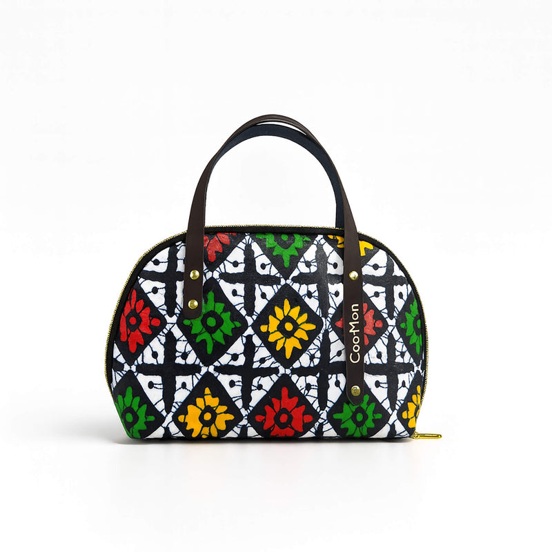 Pink Belt Bag with Green Leaves and Yellow Flowers - Chita Fabric