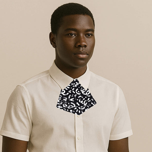 Cravate courte homme - blanc et noir, graphique