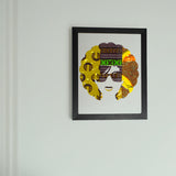 Poster woman with afro kinky hair and glasses - green