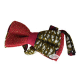 Red Bow Tie - Glitter Burlap And Brown Ankara Fabric