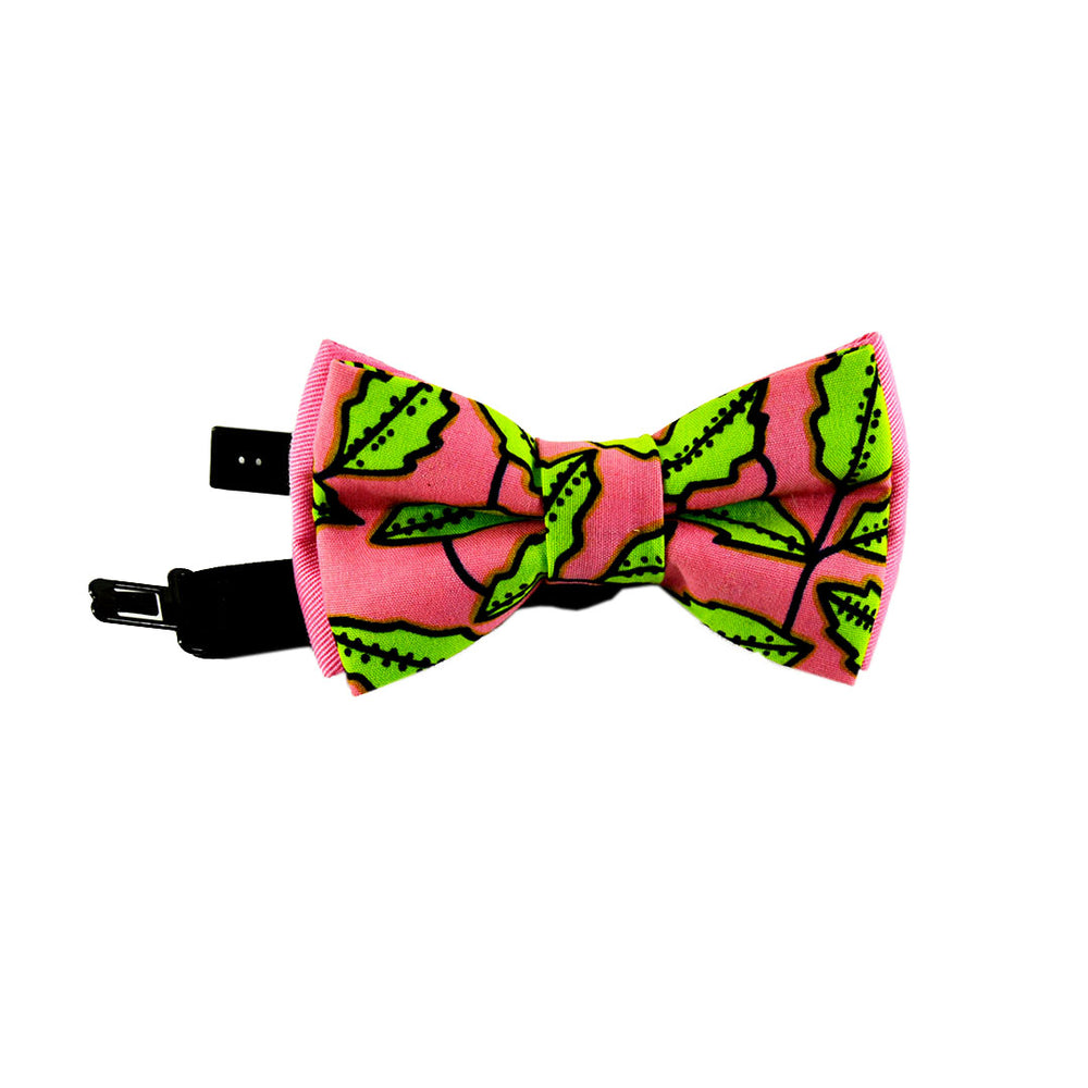 Boy Bow Tie-Pink Bright Foliage African Print Print