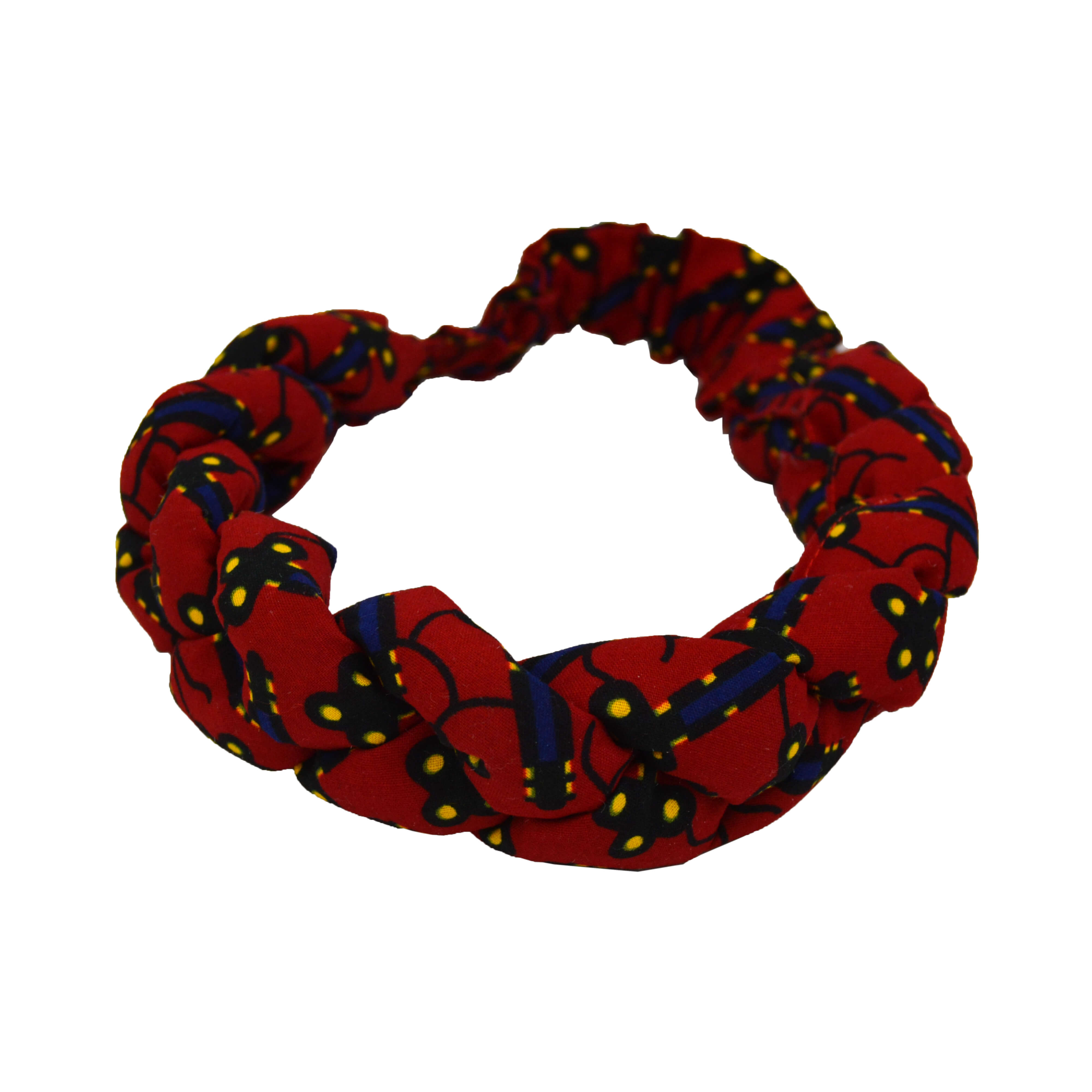 Braided headband - red and black