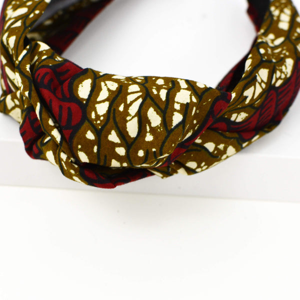 Top Knot Headband - Brown Red