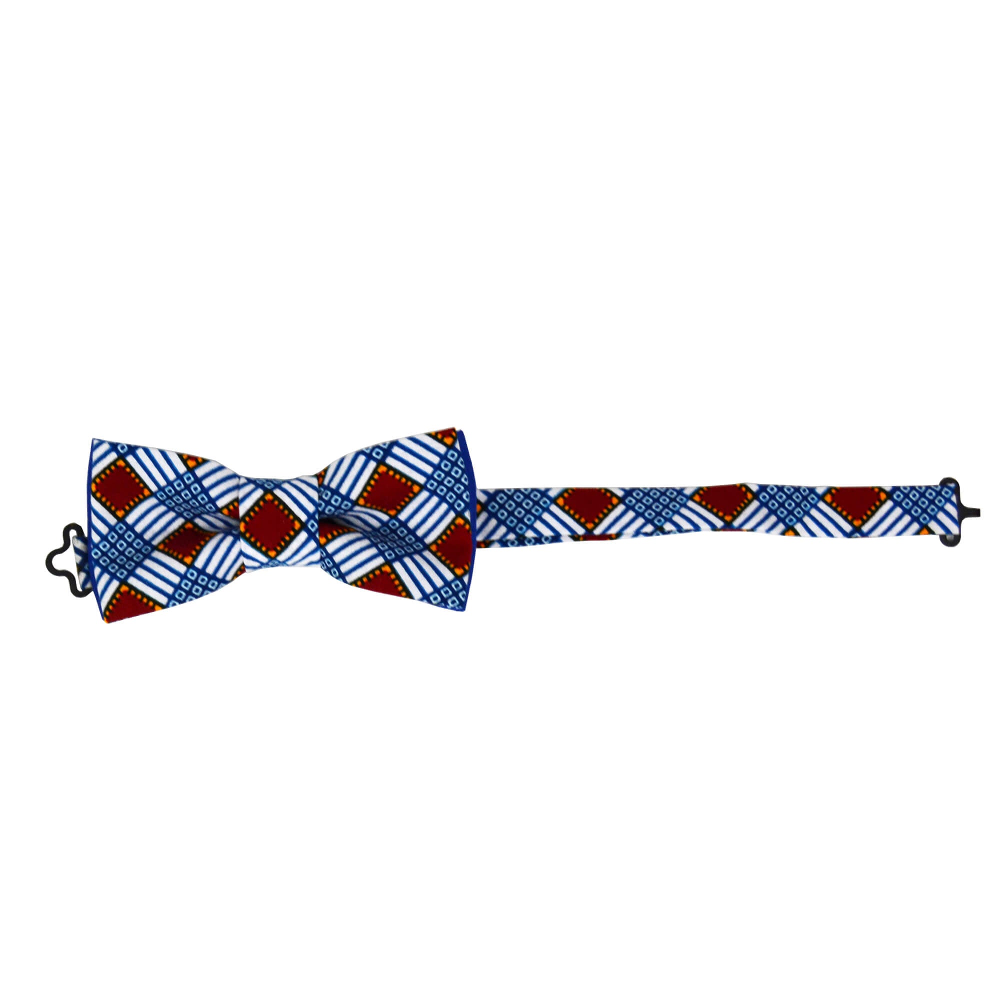 bleu red white plaid men pre tied bow tie