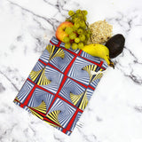 Bulk Bags - Set of 3, Gray Yellow Red African Print