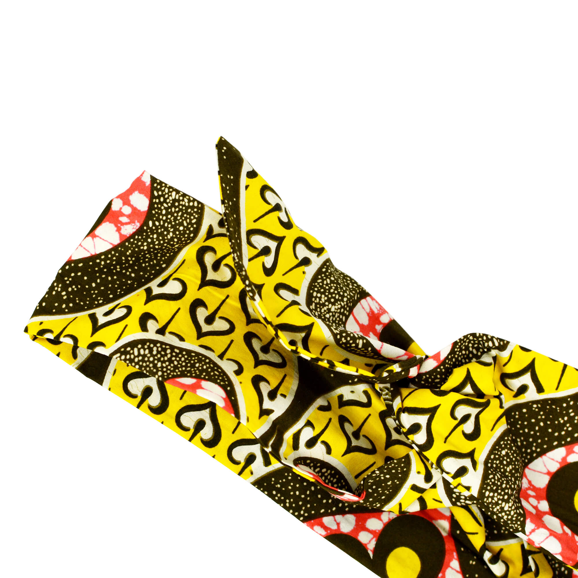 yellow and olive green african print wire headband made in Quebec by Coo-Mon