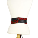 Sash High Waist Belt, Obi Belt - Red Black African Print