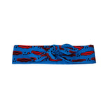 Tie Headband, Neckerchief - Blue And Red Kiss Pattern