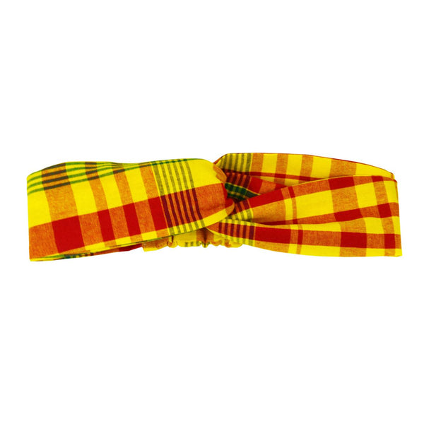 Criss Cross Headwrap - Yellow Plaid Madras