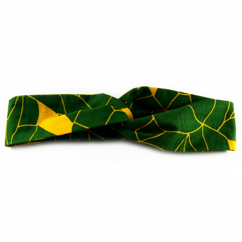 Twist Headband - Green Yellow African Fabric
