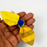 Girl Bow Nylon Headband - Yellow African Print