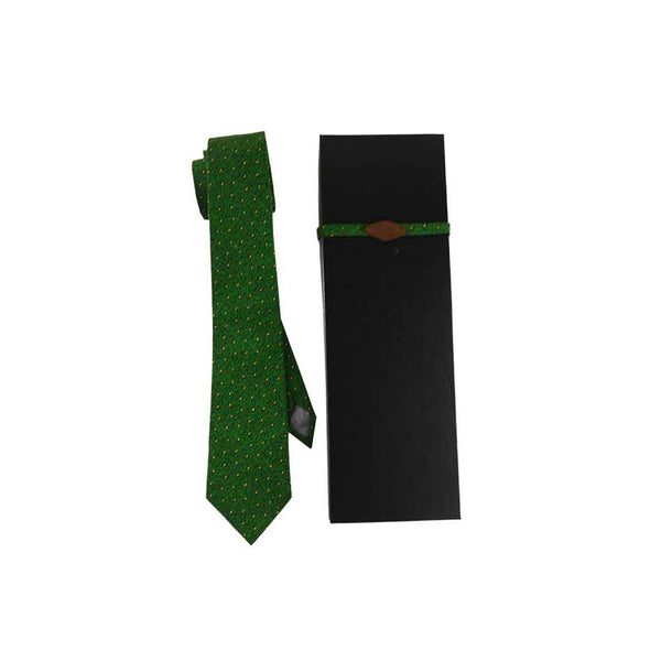 Necktie - Green With Golden Yellow Polka Dot