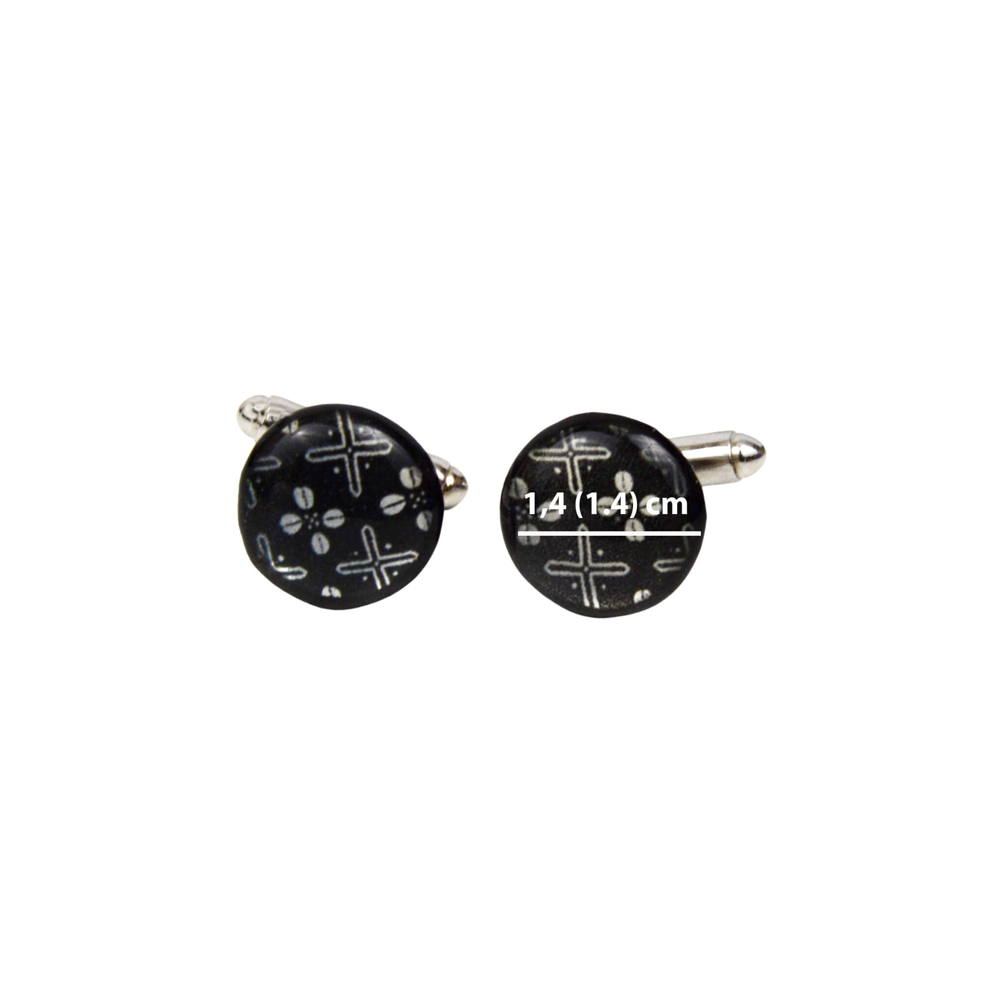 cauris shell pattern black and white cufflinks