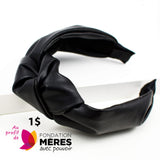 Knotted Headband-Black Faux Leather