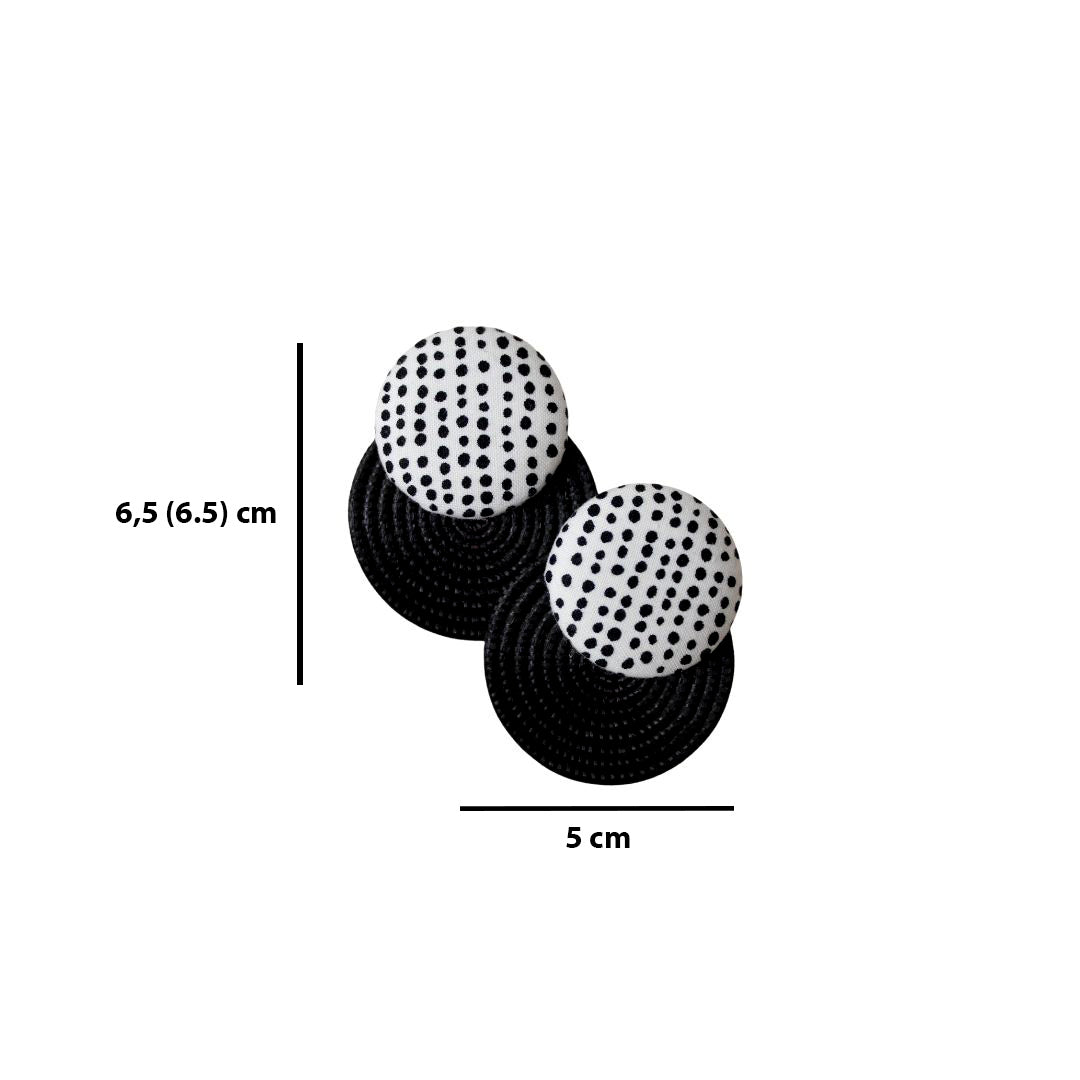 Clous d'oreilles sisal Mainty, blanc pois noir - grands