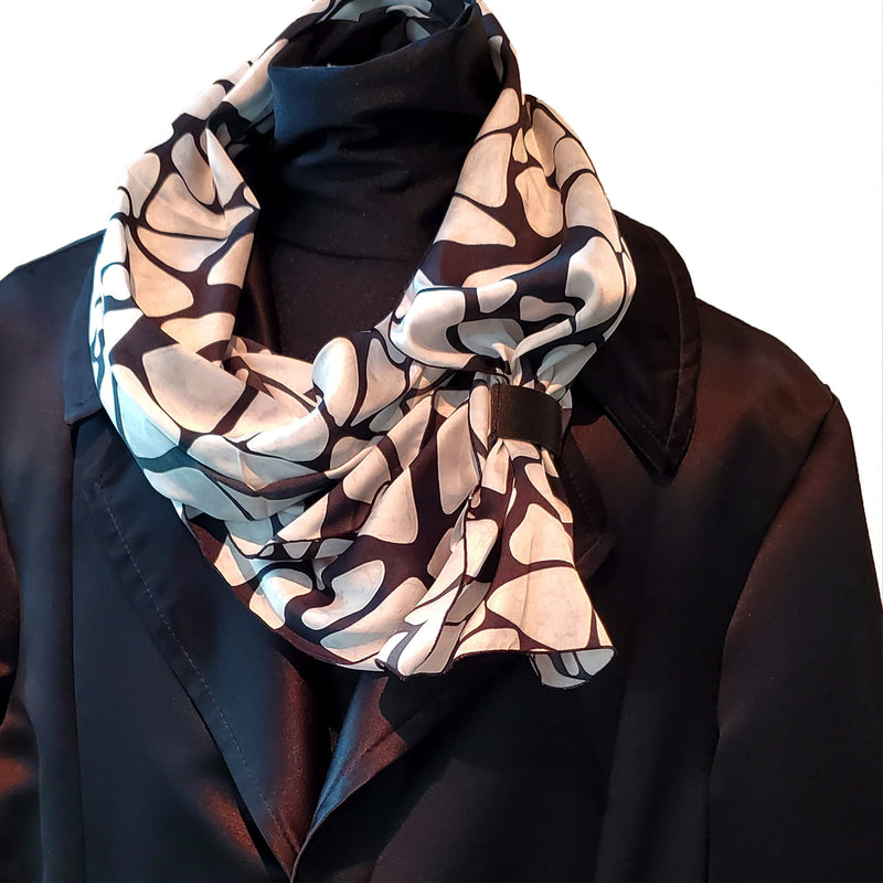 black and white silk satin infinity scarf